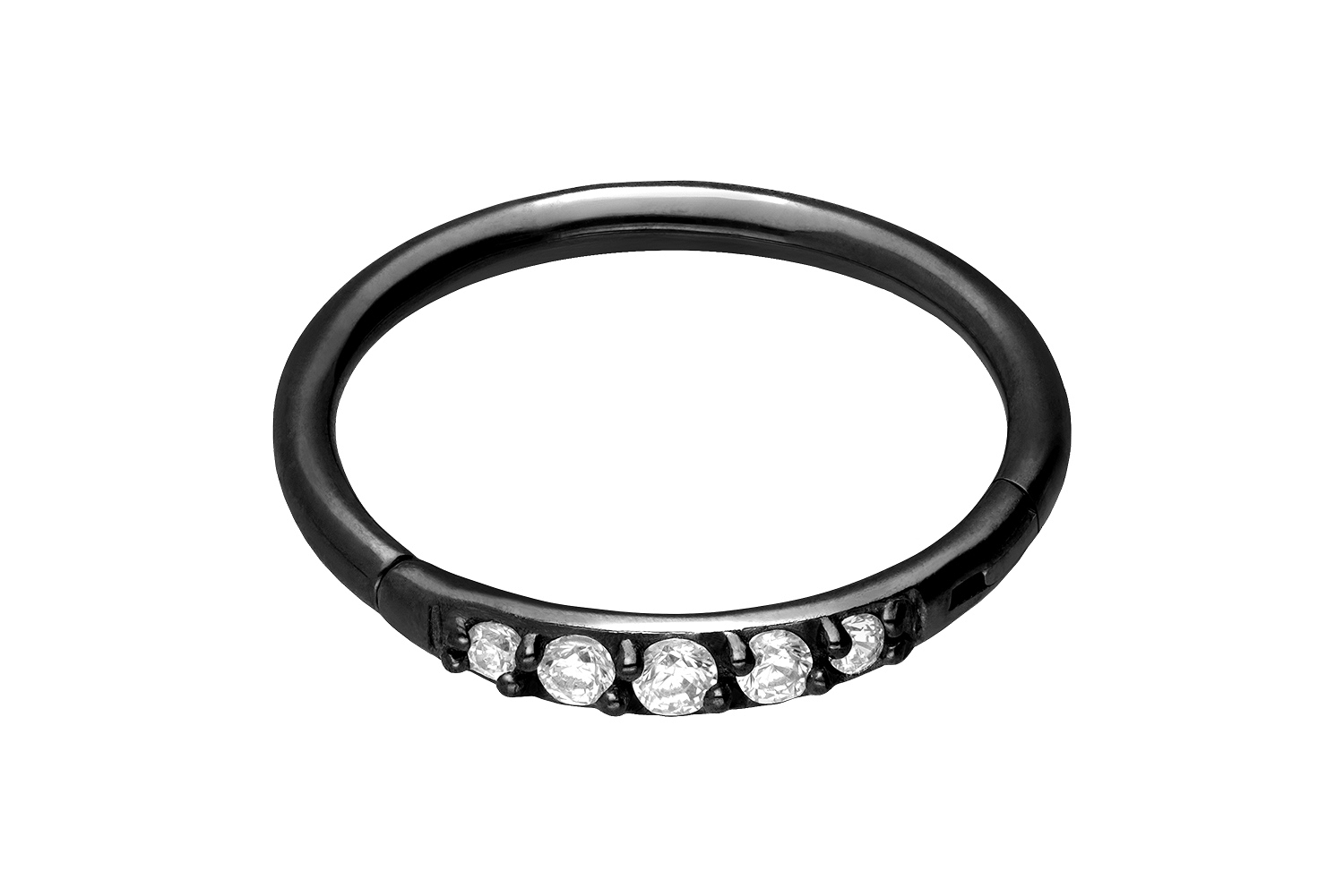 Chirurgenstahl Segmentring Clicker Piercing 5 EINGEFASSTE KRISTALLE
